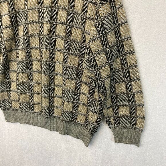 Vintage Lifestyle Munsingwear Knit Sweater Mens Large L Tan Plaid Grandpa Dad - Picture 4 of 15